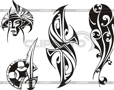 four black and white tribal tattoo designs Yulia Koryakina
