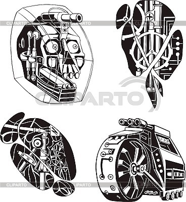Black And White Vector Design. Four lack and white vector