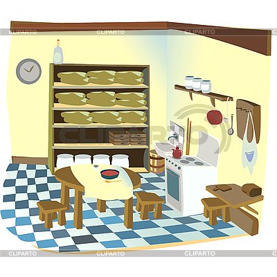 Rustic Kitchen on Rustic Kitchen Tables On Cartoon Illustration Of A Old Rustic Kitchen