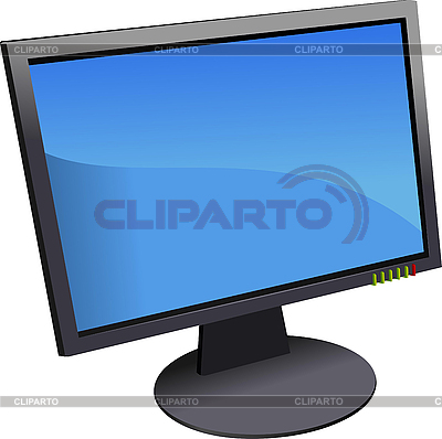 Flat Computer on Blue Dotted Background With Flat Computer Monitor With Passenger Plane