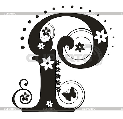 Logo Design Letter on Decorative Letter P With Flowers For Design   Stock Vector Graphics