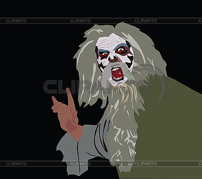 color image of an actor in makeup crazy old man Vadim Gnidash