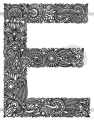 Letter E Drawings Hand drawing ornamental