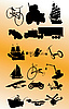 Vector clipart: Vintage transportation set; vector