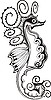 Vector clipart: black and white sea horse