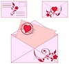 Vector clipart: envelopes with floral ornament and heart