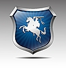 Vektor Cliparts: Wappen mit dem Ritter auf dem Pferd