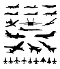 Vector clipart: Silhouettes of planes