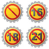 Vector clipart: beer lids with prohibition on age signs