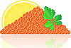 Vector clipart: red caviar with lemon and parsley