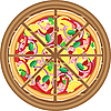 Vector clipart: pizza cut on wooden board