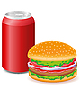 Vector clipart: hamburger and aluminum cans with soda