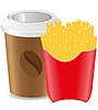 Vector clipart: paper cup with coffee and fries potato