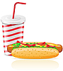 Vector clipart: paper cup with soda and hotdog