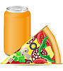 Vector clipart: pizza and aluminum can with soda
