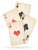Vector clipart: playing cards aces of different suits old retro