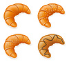 Vector clipart: set icons of fresh crispy croissants