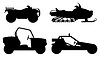 Vector clipart: set icons atv automobile off roads black outline