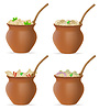 Vector clipart: dumplings of dough with filling and greens in clay