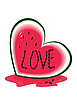 Vector clipart: Slice of Watermelon as heart