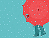 Vector clipart: red umbrella and rain