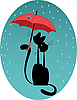 Vector clipart: cats under an umbrella