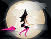 Vector clipart: Witch in the sky and moon