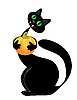 Vector clipart: Black cat with pumpkin