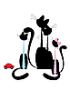 Vector clipart: Cat family - black silhouette