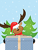 Vector clipart: reindeer with Santa hat