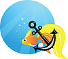 Vector clipart: gold fish and anchor