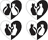 Vector clipart: set - two cats in love