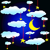 Vector clipart: seamless background with stars and clouds