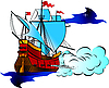 Vector clipart: old military sailboat