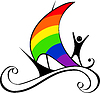 Vector clipart: boat with rainbow sail