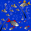 Vector clipart: Seamless colorful background of fishing
