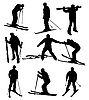 Vector clipart: set of skier silhouettes