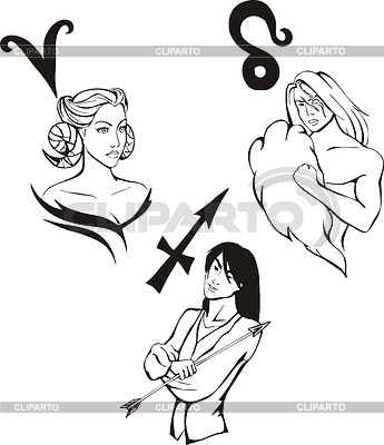Conjunto de 3 Zodiac Signos de Fuego | Ilustración vectorial de stock |ID 5724514