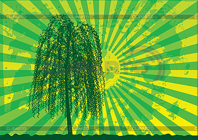 Baum-Silhouette und Sonnenstrahlen | Stock Vektorgrafik |ID 3064937