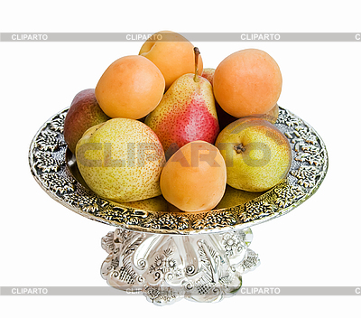 Dish with fruit isolated on white. | High resolution stock photo |ID 3024360