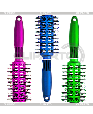 Pink, blue and green massages combs | High resolution stock photo |ID 3111441