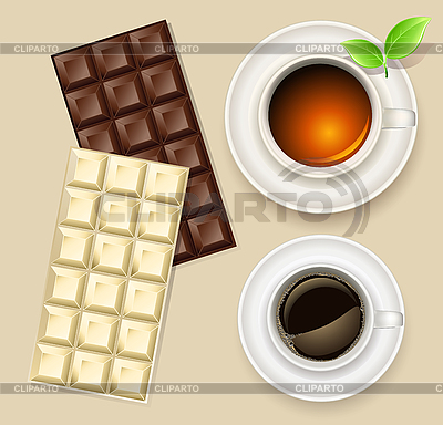 Tazas y chocolate | Ilustración vectorial de stock |ID 3159546