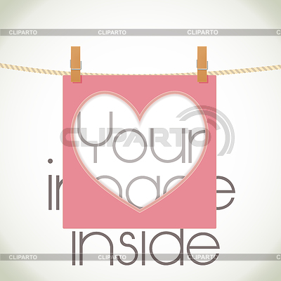 Marco de la forma del corazón en la cuerda con el lugar de la imagen | Ilustración vectorial de stock |ID 5498206