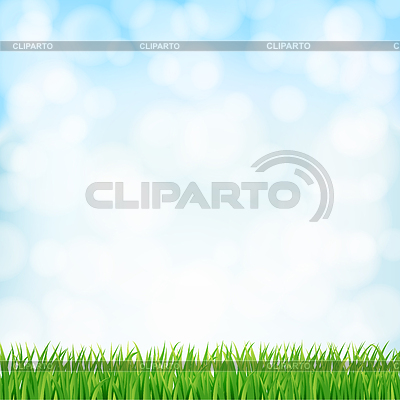 Fondo del resorte con la hierba verde y el cielo | Ilustración vectorial de stock |ID 5524217