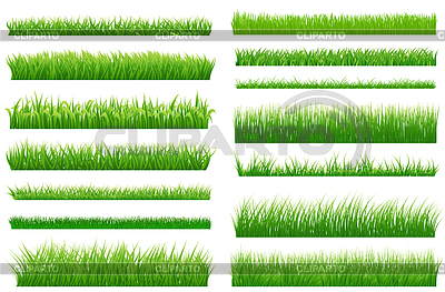 Conjunto de fronteras horizontales de la hierba verde de la primavera. | Ilustración vectorial de stock |ID 5665344