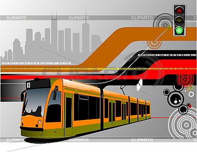 Hi-tech fondo con el tranvía | Ilustración vectorial de stock |ID 3049953