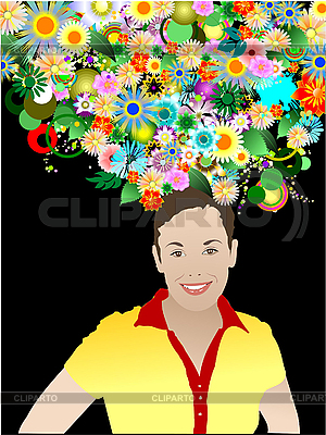 Frau mit Blumen | Stock Vektorgrafik |ID 3186272
