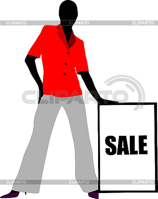Girl with sale board. | Stock Vector Graphics |ID 3208288