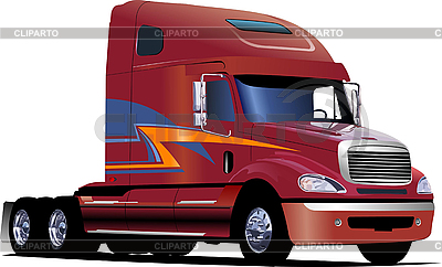 Brown viejo camión en la carretera. | Ilustración vectorial de stock |ID 3208400