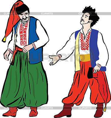 Dos hombres ucranianos en sus trajes nacionales | Ilustración vectorial de stock |ID 3079420